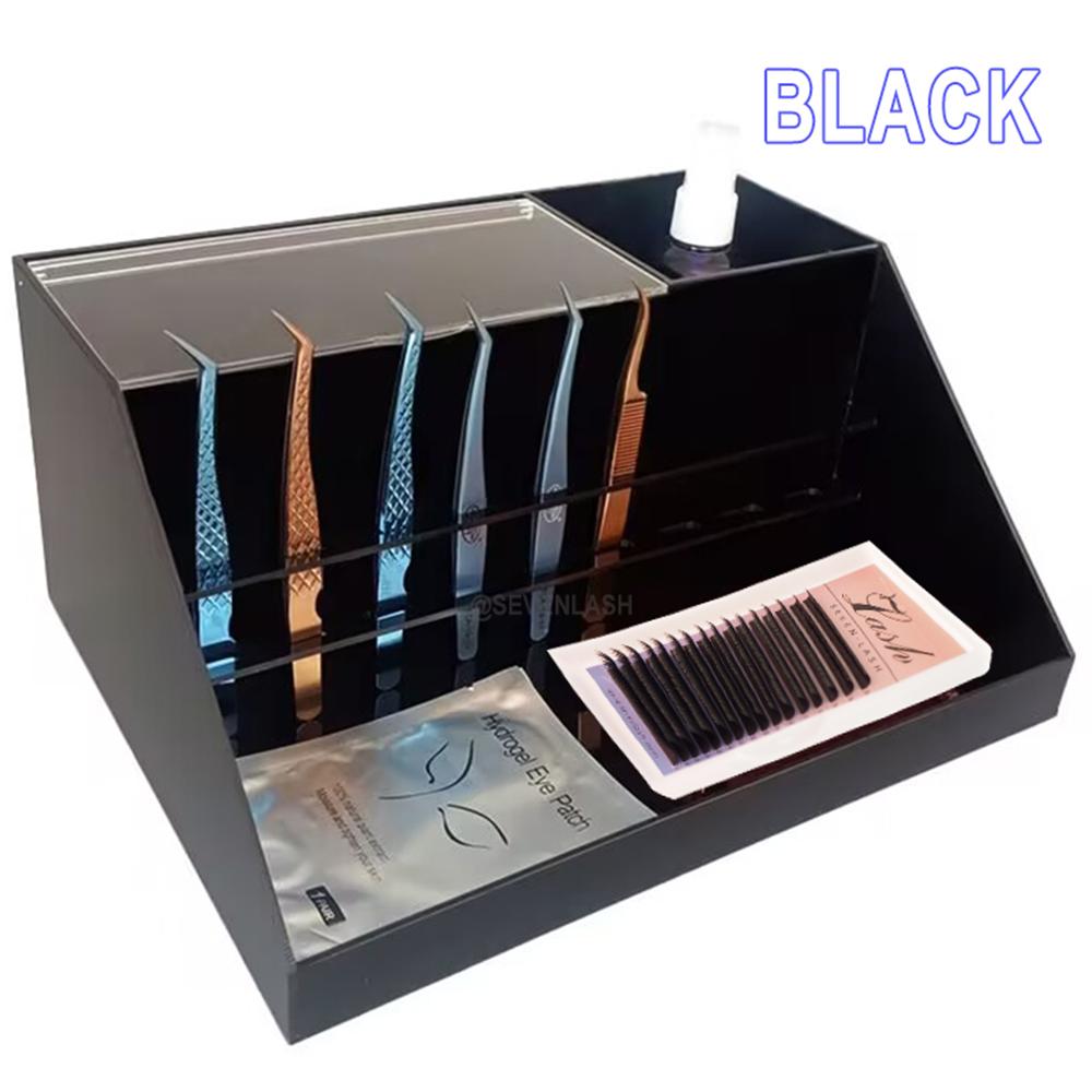 Acrylic Compartment Marble Texture Eyelash Accessories Organizer