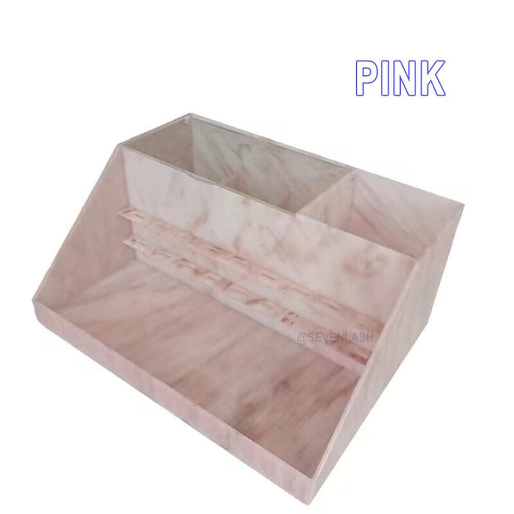 Acrylic Compartment Marble Texture Eyelash Accessories Organizer