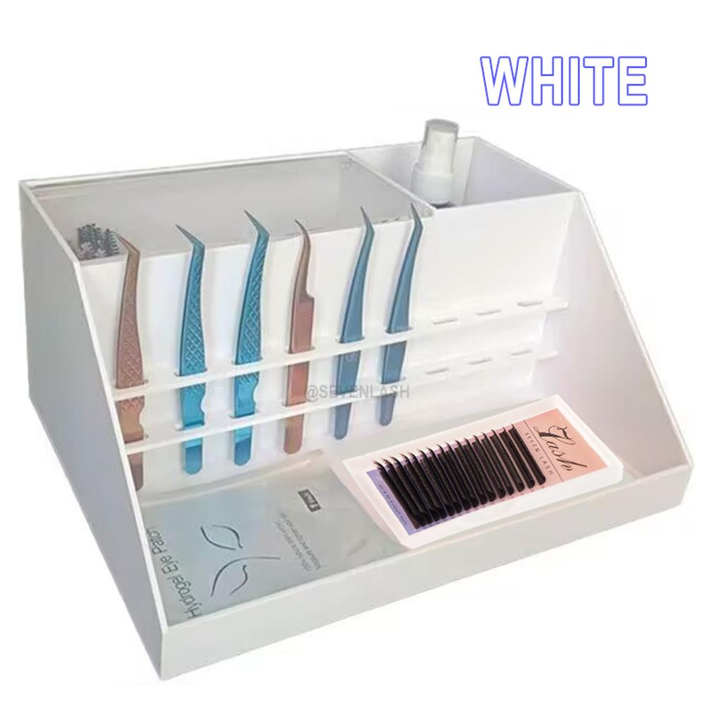 Acrylic Compartment Marble Texture Eyelash Accessories Organizer