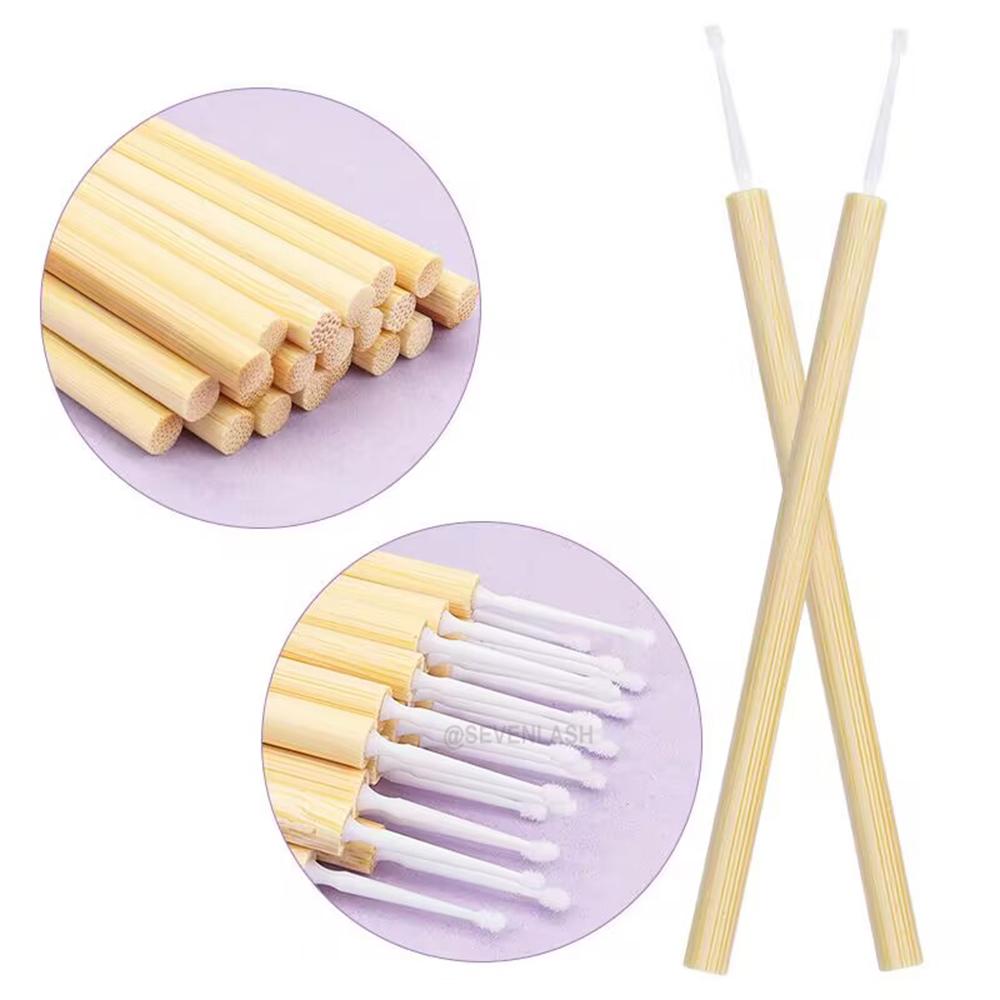 Cleaning Eyelashes Micro Brush With Wooden Handle(50Pcs/Pack)