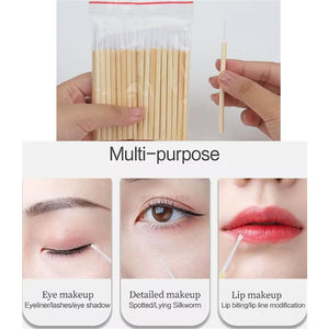 Cleaning Eyelashes Micro Brush With Wooden Handle(50Pcs/Pack)