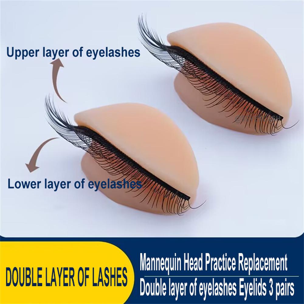 Mannequin Head Practice Replacement Double Layer Eyelids 3 pairs