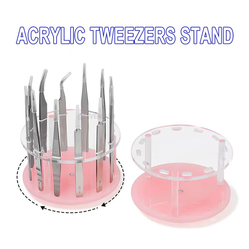 Rotating 12-hole Acrylic Eyelash Tweezers Stand